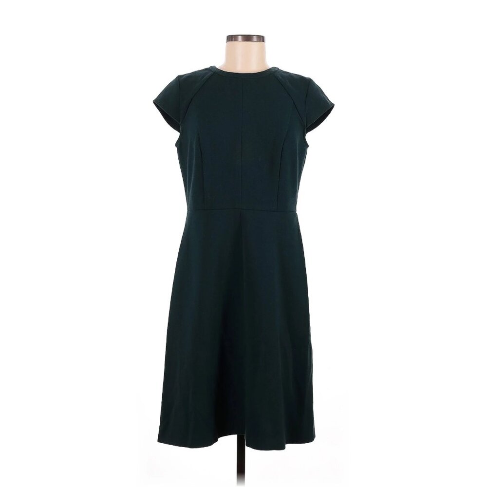 Ann Taylor LOFT Forest Green Cap Sleeve Fit and Flare Dress, Size 6